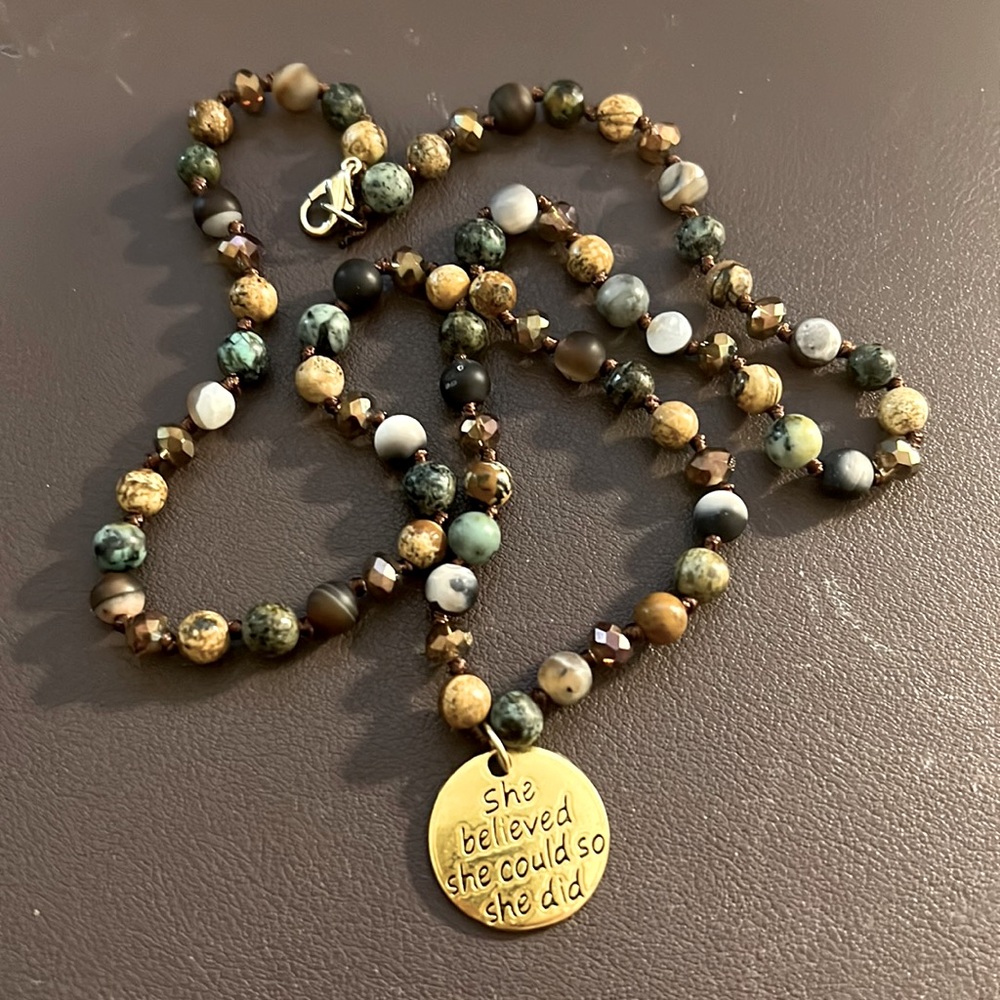 New handmade beaded rope necklace with charm